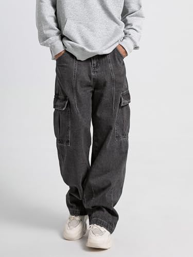 Mens Baggy Jeans Y2K Skater Vintage Plain Cargo Pants Grunge Jnco Jeans Causal Wide Leg Denim Pants Streetwear3