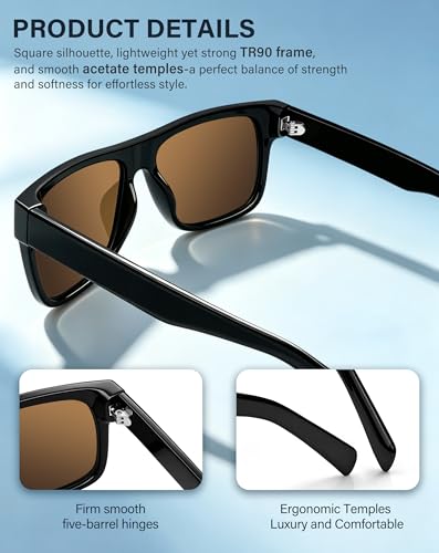 Image of Joopin Polarized Sunglasses Men Women UV400 Protection, Big Chunky Square Sun Glasses, Designer Shades Retro Sunnies Driving
