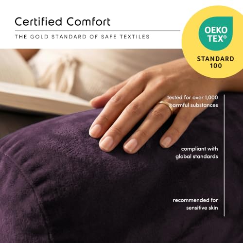 Image of Nestl Reading Pillow with Shredded Memory Foam, Designed for Sitting Up in Bed and Couch, Back and Arms Adjustable Support for Adult & Teens Backrest Pillows for Reading, with Washable Cover Purple