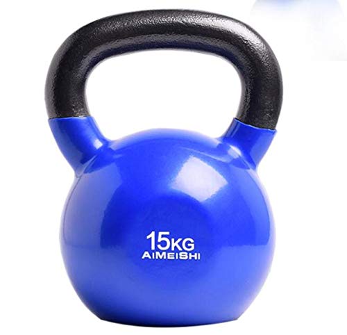 RPOLY Emitir Planchar Kettlebells, Fitness Kettlebell Pesas Rusas portátiles músculos Peso Caldera-Campana Profundo del hogar en Cuclillas Brazo,Blue_15kg