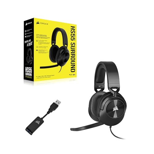 HS55 SURROUND Leggera Cuffia da Gioco Cablata Multipiattaforma - Dolby 7.1 Suono Surround - Compatibile con iCUE - PC, Mac, PS5, PS4, Xbox, Nintendo Switch, Mobile - Carbonio - Cuffia gaming - Immagine 6