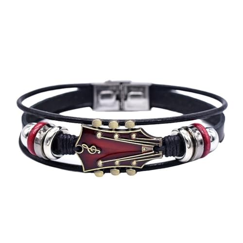 Artomnivera Pulsera de guitarra retro de piel sintética, estilo punk para...
