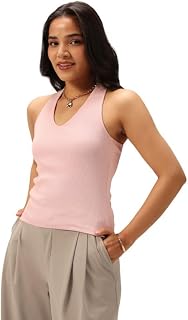 BlissClub Womens Blissentials V-Neck Bra Top, in-Built Bra Support, Soft-Handfeel, Snug-Fit, Everyday Comfort Tank Price In India