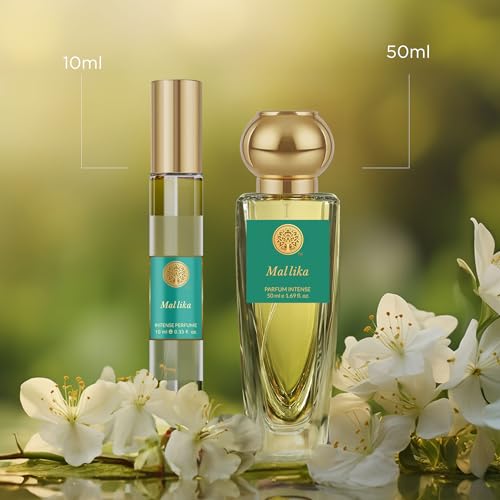 Image of Forest Essentials Intense Perfume Mallika, Long Lasting Natural Luxury Liquid Perfume For Unisex, 10ml - Floral & Jasmine (Pack of 2)