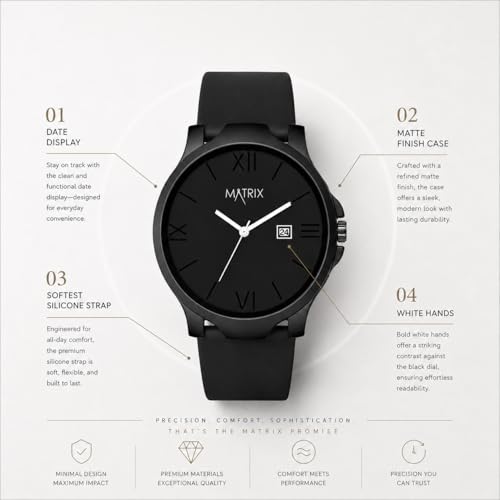 Matrix Dark Edition Black Dial Silicone Strap Watch - Image 7