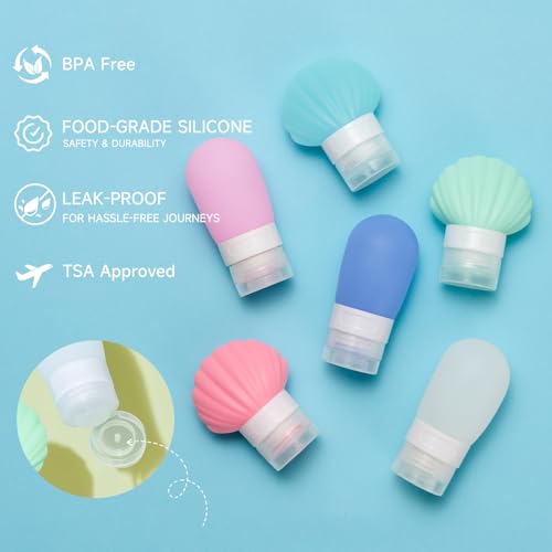 leak proof squeezable silicone travel bottles reusable refillable bottles bulb shape sustainable tsa carry on approved toiletries containers 3pcs 2oz60ml