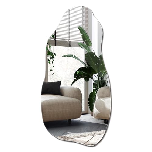 Stylischer Wandspiegel 45x90 cm Organische Form Badezimmer Schlafzimmer Wohnzimmer Flur Asymmetrisches Modernes Design Boho Loft Einzigartige Form Wohnkultur