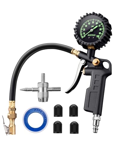 AstroAI Tire Pressure Gauge with Inflator, 100 PSI-ANSI B40.1 Accurate, Large...