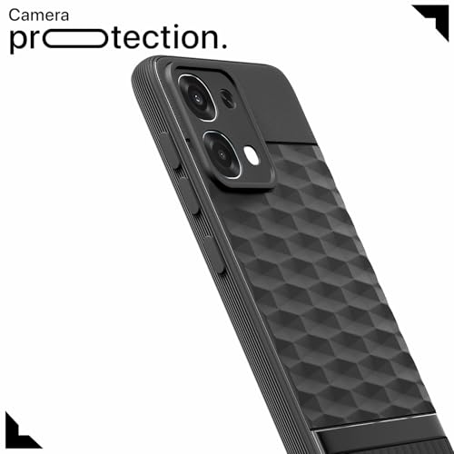 Image of Pikkme Back Cover for Oppo F31 5G / Oppo F33 5G Soft Grip 3D Hexa Cube Texture Silicone Bumper Case (Black)