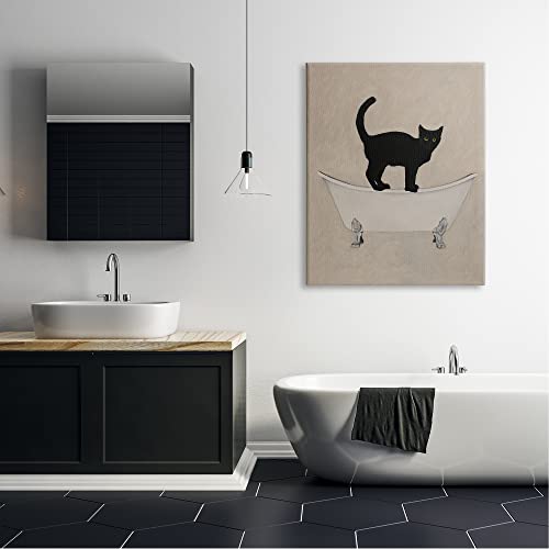 Image of Black Cat Claw Foot Bathtub, 36 x 48 Inch Canvas Wall Art