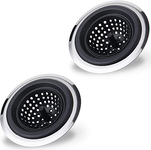 Image of Trifecta Kitchen Sink Strainer Food Catcher 2 PCs 4.5 inch Diameter, Flexible Silicone Kitchen Sink Drainers Traps Food Debris and Prevents Clogs, for Most Kitchen Sink Drains (Black - 2)