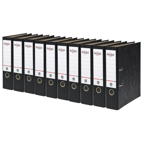 10 x Rexel A4 Lever Arch Files, Black, 500 Sheets Capacity,...