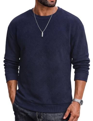 Wayleb Herren Sweatshirt Rundhals Struktur Pullover Langarm Casual Regular Fit