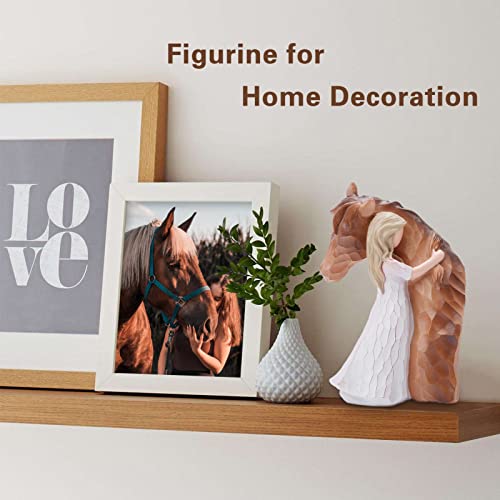 Baoplaykids Truly A Friend Horses And Guardian Angel Statues, Sculpted Hand-Painted Girl Embracing Horse Figurines, Horse Lover Gifts, Horse Loss Remembrance Gifts, Cowgirls Gifts, Birthday Christmas Horse Stuff thumb #4