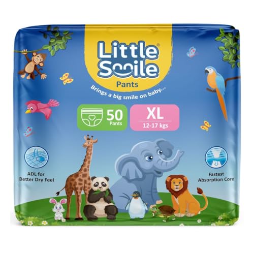Image of Baby Diapers Pant Style | Size - XL - 50 (Pack of 1) | Odorless and Antibacterial Layer with Urine Indicator (50 Pieces)