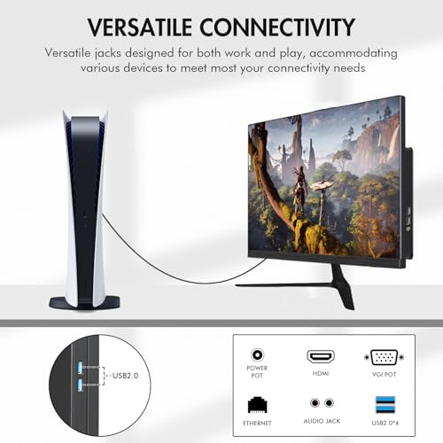 Image of All-in-One Desktop Computer PC, 24 inch FHD Display Monitor i7 Quad-Core Processor, 16GB, 512GB SSD, Dual-Band Wi-Fi, Bluetooth, 6 USB, VGA for Office Gaming Home Study