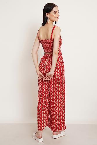 Image of COTLAND Fashions Jaipuri Cotton Abstract Printed Sleeveless Jumpsuit for Women