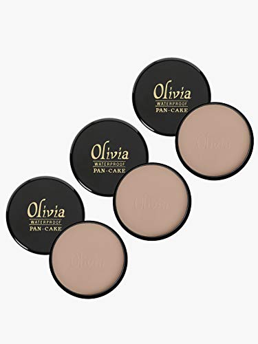 Image of Olivia 100 Waterproof Pan Cake Makeup Concealer 25 G Shade Pack Of 3 Oil 100% Waterproof Pan Cake White 25G Shade No.20 - Pack Of 3 Matte Finish Natural Beige 25G, All Skin Type
