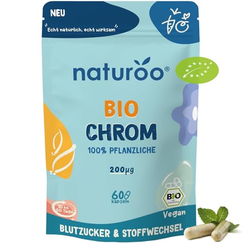 Bio Chrom : 100% Natürlich & Hochwertig | 60 Kapseln vegan hochdosiert für 1 bis 2 Monate | mit Bio-Koriander & Sonnenblumenextrakt | Blutzucker & Stoffwechsel für Männer und Frauen