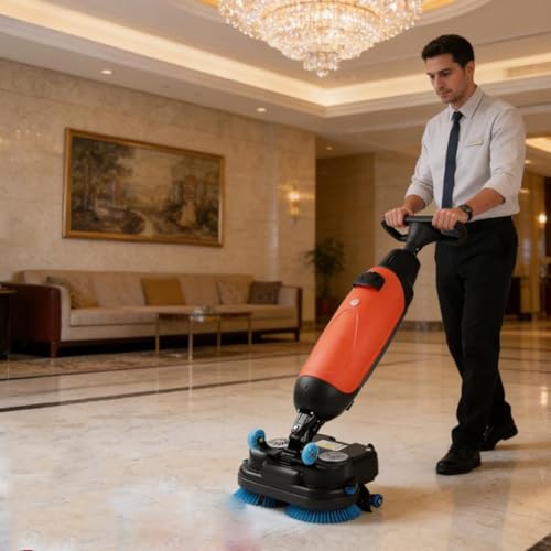 CGLYYDS Pulidora y abrillantadora Multifuncional, fregadora de Pisos Comercial, minimáquina para Pisos, fregadora-Secadora Manual, rotación de 360°, autopropulsada, Limpieza eficiente. Red