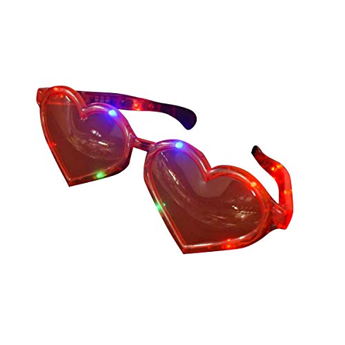 Mammoth Sales 1 Pair of LED Flashing Light Up Huge Jumbo Heart Valentines Day Glasses Shades (Red)
