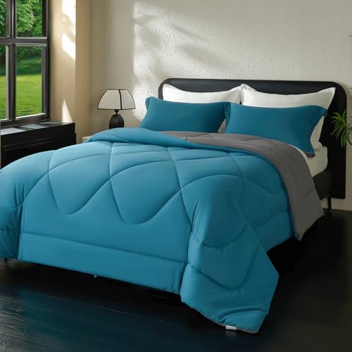 beeweed Bettdecke 135x200 Ganzjahresdecke Wende-Steppdecke 300 GSM 4 Jahreszeiten Bettdecke Duvet 135x200cm Weiche Mikrofaser Schlafdecke mit Kissenbezüge