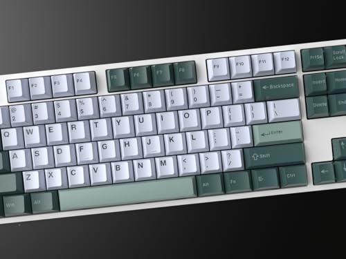 Image of Green Botanical Dye-sub Keycaps, 163 Keys Cherry Profile, Double Shot Keycaps Set, Custom Key caps for MX Switches Mechanical Keyboard(Botanical)