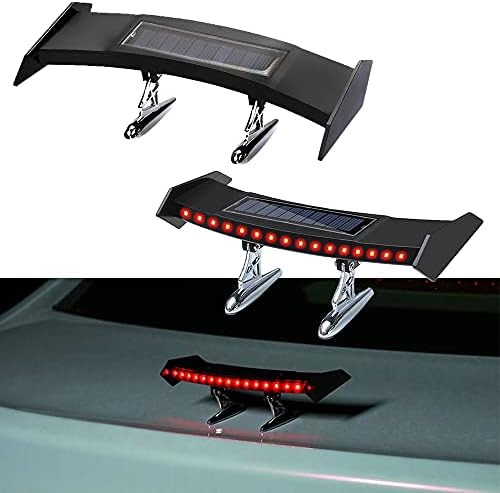 Mini Spoiler Auto Car Tail Decoration Spoiler Wing Carbon Fiber Can be Luminous Solar Charging Punch-Free Tail Light