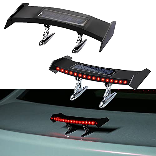 Mini Spoiler Auto Car Tail Decoration Spoiler Wing Carbon Fiber Can Be Luminous Solar Charging Punch-Free Tail Light #TOP1
