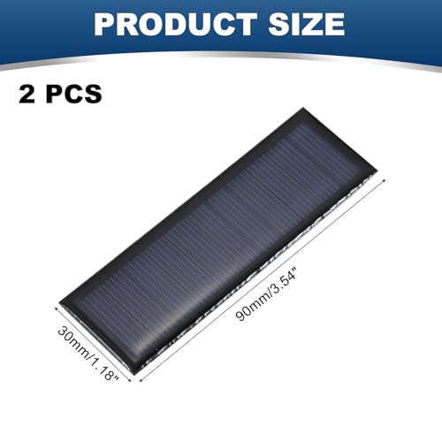 QUARKZMAN 2 Stück 5.5V 0.33W 0.06A Mini Solarpanel, Mikro Zellen Sonnenkollektor für Sonnenenergie, Heimwerken, DIY, Spielzeug, Akku-Ladegerät, 90x30mm