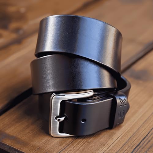 Handmade Black Leather Belt – Heavy Duty Full-Grain Leather – Extra Thick - Everyday – Rugged – Best Father’s Day Gift Ever! (32 Belt / 30 Pants)4