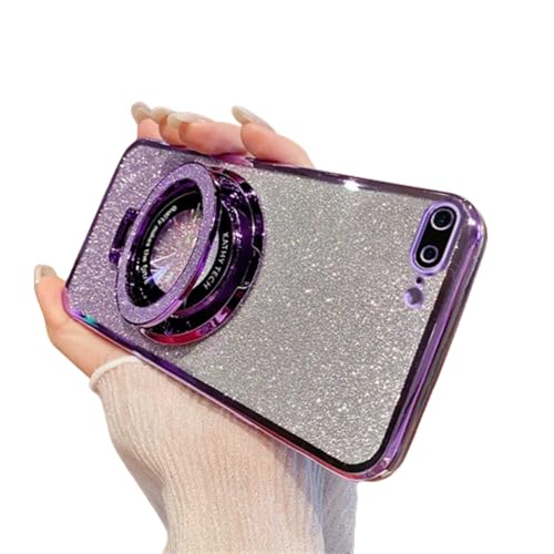 SIYOPINPFY Case for iPhone 6 Plus/iPhone 6S Plus Case with Ring Stand, Glitter Sparkly Plating Cover Lens Protector ∣Wireless Charging Compatible∣ Soft TPU Case for iPhone 6 Plus, Shiny Purple