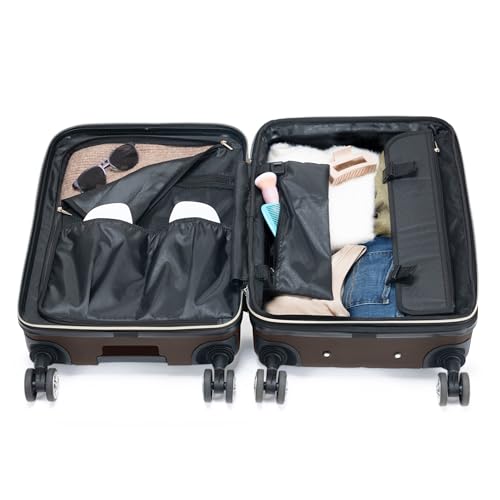 Image of Kenneth Cole REACTION Women's Madison Square Hardside Chevron Expandable Luggage, Chocolate Brown, 28-Inch Checked, Kenneth Cole Reaction Women's Madison Square Hardside Chevron Expandable Luggage