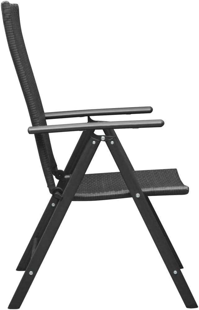 Patio Chairs 4 pcs,Comfortable Camping Chair,Folding Chair,Outdoor Dining Chairs,Weather-Resistant,Assembly Required,Used for Patio, Garden,Camping, Fishing, Poly Rattan Black