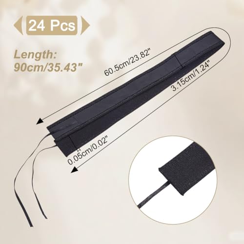 NBEADS 24 Pcs Adjustable Hat Tape Bands, Black, 60.5x3.15 cm - Hat Sizer Insert for Hats Caps Sewing Crafts Accessories - Image 2