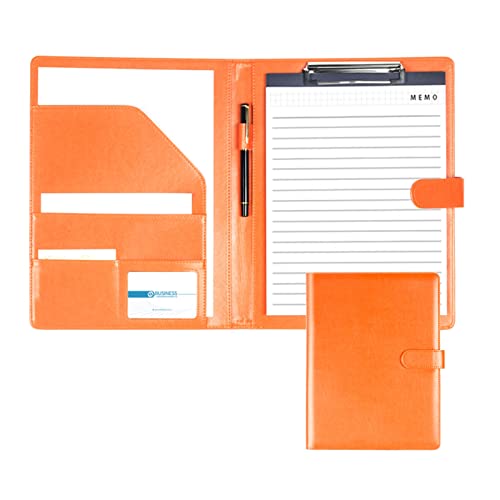 Porte documents A4 cuir orange bloc note dossier conférence porte cartes - 2
