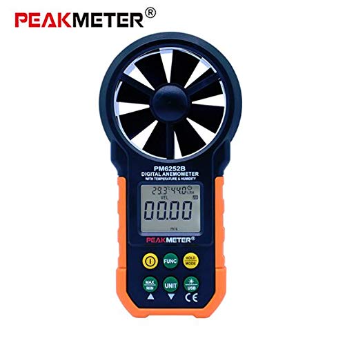 PEAKMETER Wind Speed Test Meter Multi-Function Digital Anemometer Tachometer / Air Volume Air Flow Meters Wind Humidity Tester(PM6252B)