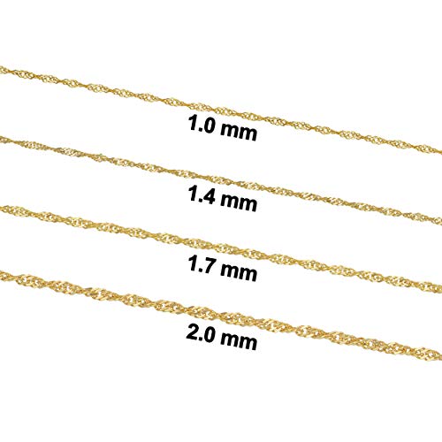 Kooljewelry 14k Yellow Gold Filled Or White Gold Filled Singapore Chain Necklace For Women And Men (1mm, 1.4mm, 1.7mm or 2mm - sizes from 14 to 30 inch long)2