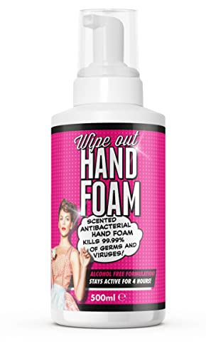 Wipeout Hand Foam with Pump | Scented Anti-Bacterial Alcohol Free Sanitiser | Kills 99.99% of Bacteria and Viruses 500ml Clear FAM0631