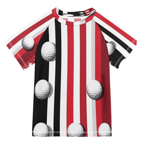 Boys Short Sleeve T-Shirts America Golf Baseball Rashguard Kids Swim Shirts Sun UPF 50+ Multicoloured