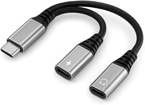 USB C Splitter Charging Cable, 2 in 1 USB C Audio and Charging Adapter, Compatible with iPhone 16 15 Pro Max, Galaxy S24 S23 S22, Pixel 9 8 7, iPad Pro, Laptops & Tablets, USBc Adapter, USBC Dongle