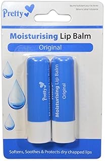 2 x Moisturising Lip Balm Tubes by Pretty - Original - Softens, Soothes & Protects Dry Chapped Lips - 2 x 4.3g