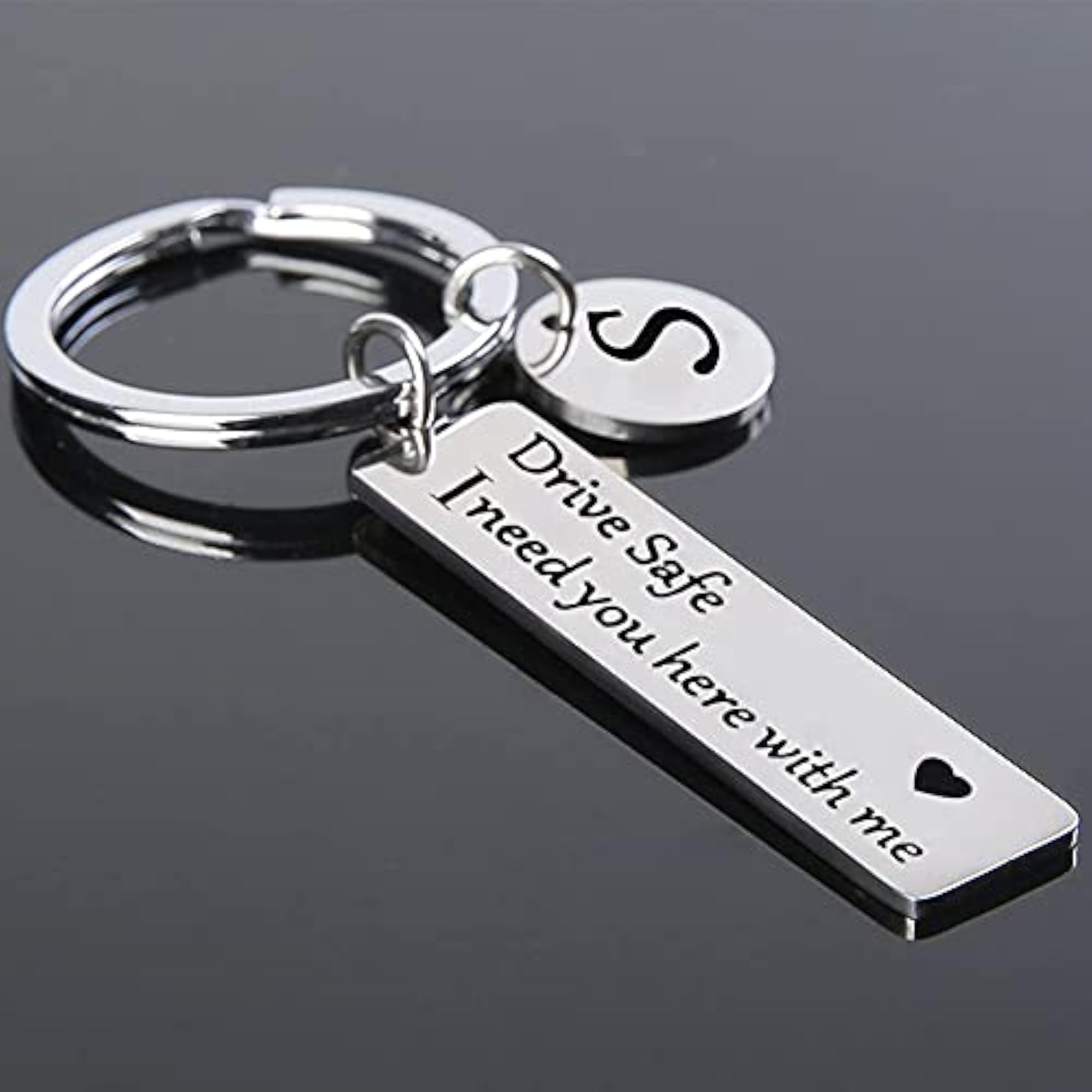 I Love You Keychain with Initial B