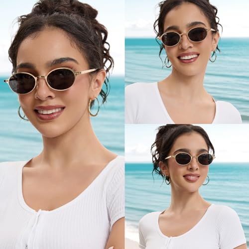 Polarized Retro Oval Sunglasses Womens Men Trendy 2025, Vintage Narrow Round Shades Chic 80 90s Sun Glasses VF22532