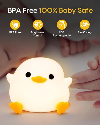 Image of KRESHU Soft Silicone Color Changing Dodo Duck Night Light | Rechargeable Kids Night Lamp | Heavy Quality 800mAh Battery | LED Touch Lamp with Timer for Home /Bedroom /Office (Pack of 1)