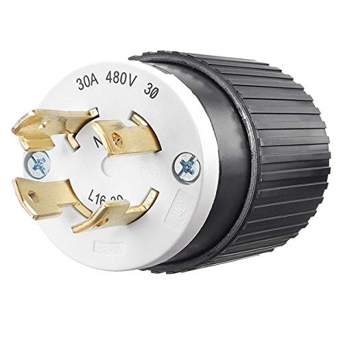 30A Locking Plug 3P 4W 480VAC L16-30P BK/WT