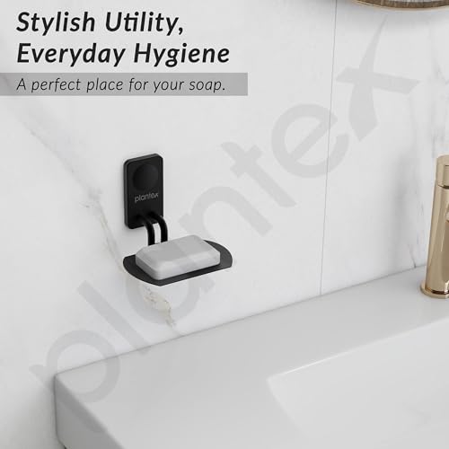 Image of Plantex Metro Platinum Stainless Steel Bathroom Soap Holder /Wall Mounted Soap Holder /Soap Dish Stand /Bathroom Accessories - (Black)