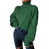 Le maniche a lanterna e la trama a coste aggiungono un tocco di eleganza e una finitura alla moda, rendendo questo maglione corto un capo di tendenza per i guardaroba autunnali e invernali.