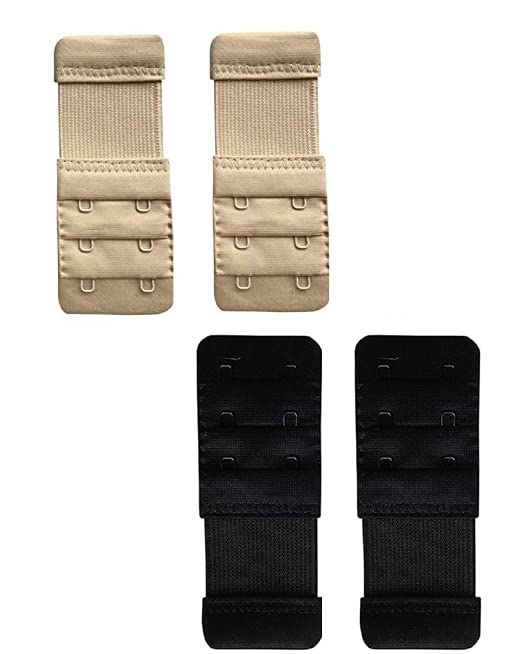Bra Hook Extender-2 Hook - 3 Rows (with Extra Elastic) Save Your Bra Increase BLACK,CREAM COLORS SET-image-28