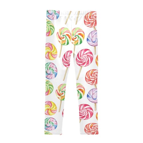KLL Colorful Sweet Lollipop Candy Girls Basic Leggings Stretchy High Waisted Dance Pants Gym2